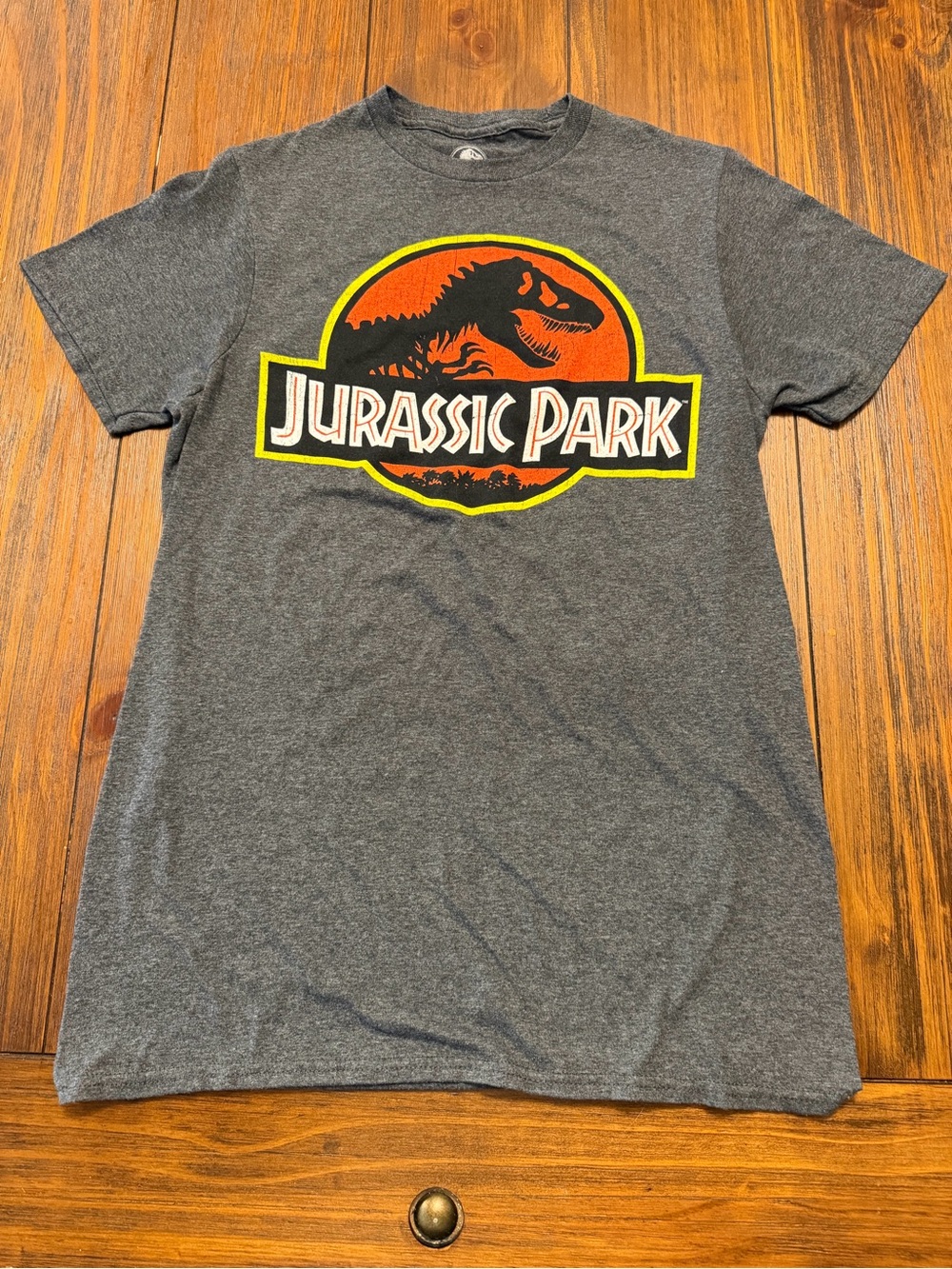 Jurassic Park mens small (slender fit) Graphic Tee - Charcoal Gray